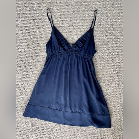 Aritzia Wilfred Silk Babydoll Camisole size M, navy blue and gold accent - Picture 1 of 6